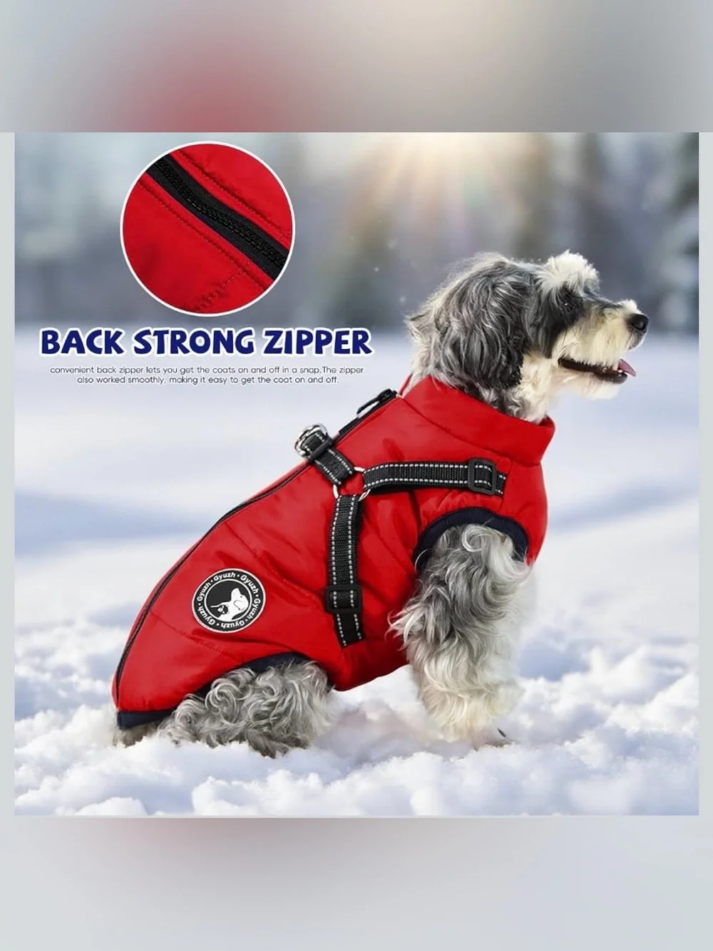 Gyuzh Dog Coat with Harness Puppy Coats Small Dog Harness Jacket Winter Waterpro